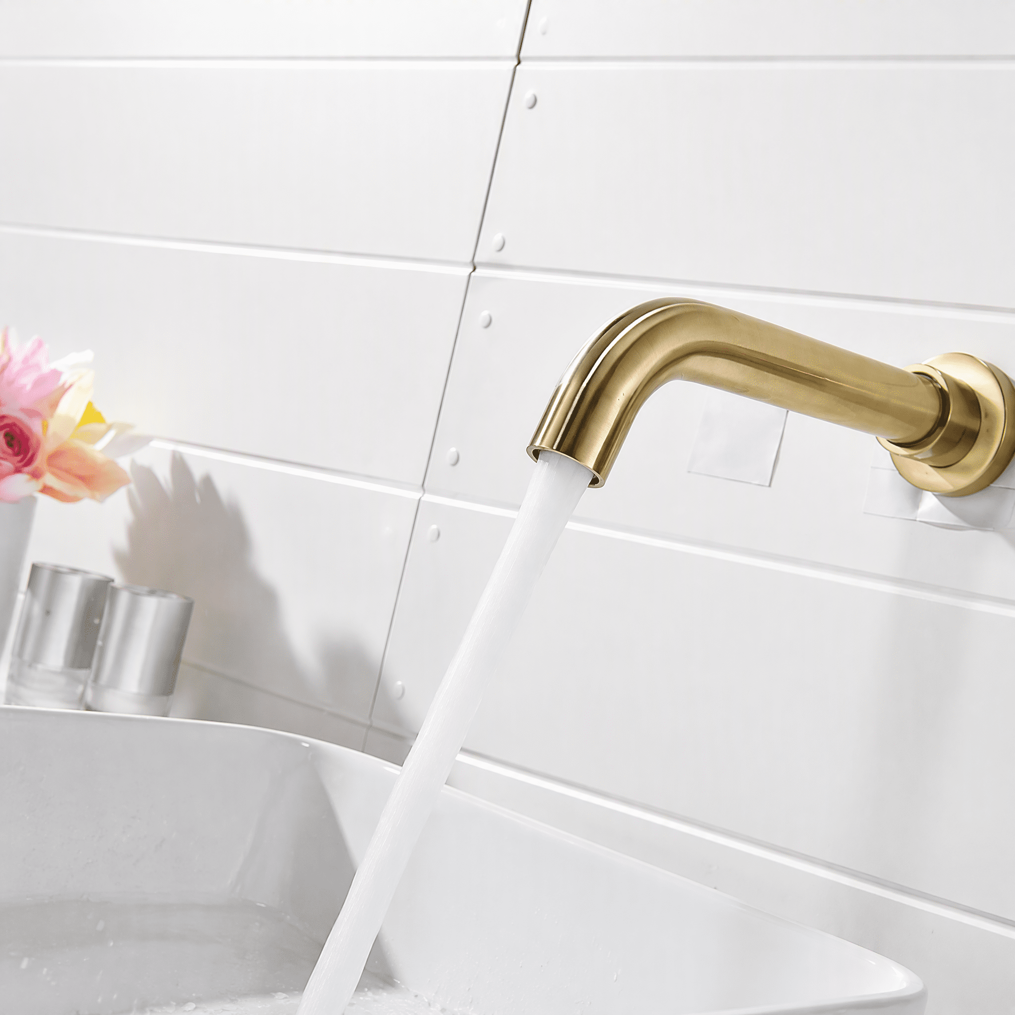 Wall Mounted Bathroom Sink Single Lever Handle Faucet with Pop-Up Drain (No Overflow)