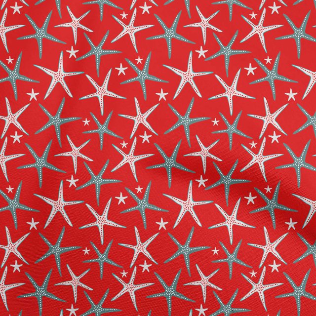 oneOone Silk Tabby Red Fabric Starfish Sewing Craft Projects Fabric Prints By Yard 42 Inch Wide-ZC