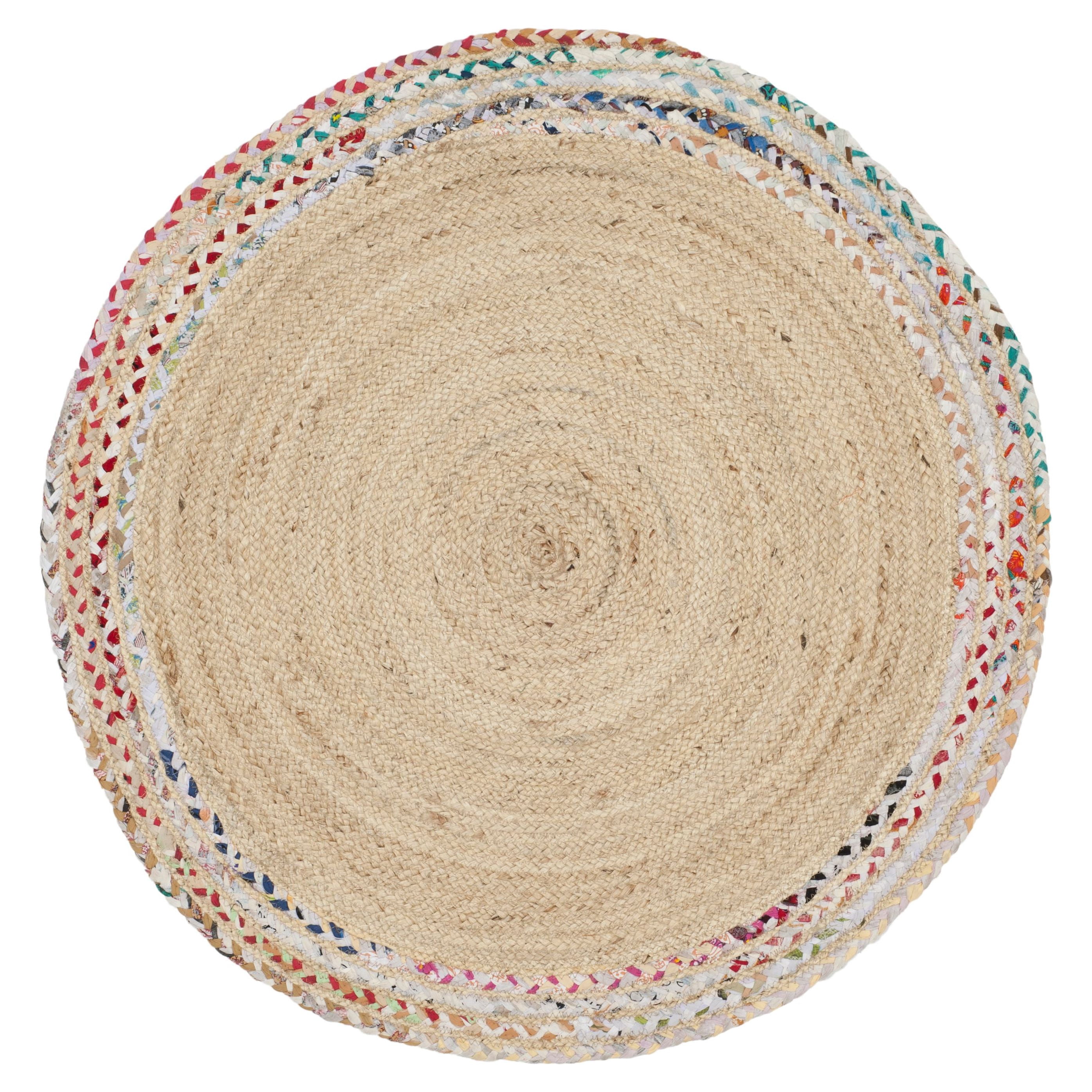 SAFAVIEH Cape Cod Hyram Geometric Area Rug, Ivory/Light Beige, 3' x 3' Round