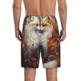 thumbnail image 5 of Salouo Romantic Flower Fox Couple Pattern Men's Sleep Pajama Shorts,Pajama Bottoms Elastic Waistband Sleep Pajama Short PJ Shorts for Men -3X-Large, 5 of 6