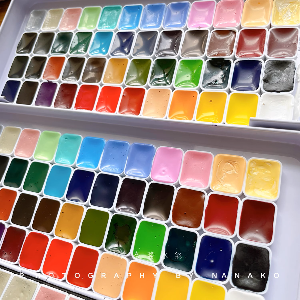 Schmincke Academy Watercolor Paint 48 Colors 1ml Tin Box Dispenser acuarela Artist Student Beginner Painting