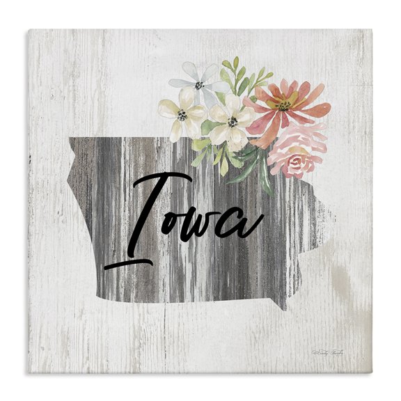 Stupell Industries Shabby Chic Shabby Chic Iowa Canvas Art, 17 x 17, by Cindy Jacobs