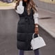 thumbnail image 4 of Gibobby Chaleco columbia mujer largo, Chalecos reversibles de forro polar para mujer, chaquetas sin mangas, chamarra con capucha para mujer, de otoño con bolsillos(Negro,XG), 4 of 5