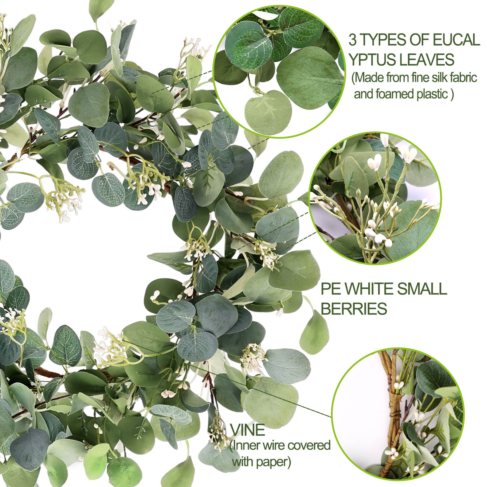 Fabulas 20-Inch Eucalyptus Artificial Wreath photo 2