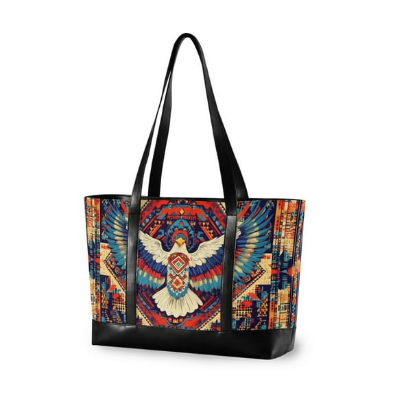 FORMRS Laptop Tote Bag for Women with 15.6" Computer Compartments Handbag, Beige Geometric Eagle