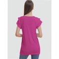 thumbnail image 3 of Womens Summer Tops Ruffle Short Sleeve V Neck T-Shirts Casual Loose Fit, 3 of 6