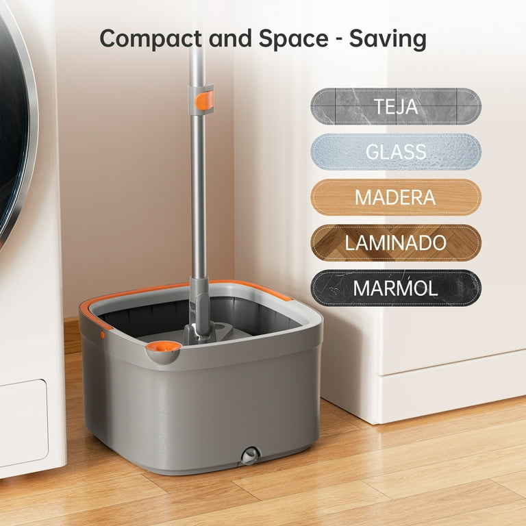 KZKR Spin Mop and Bucket, Microfiber Mop with Dirty and Clean