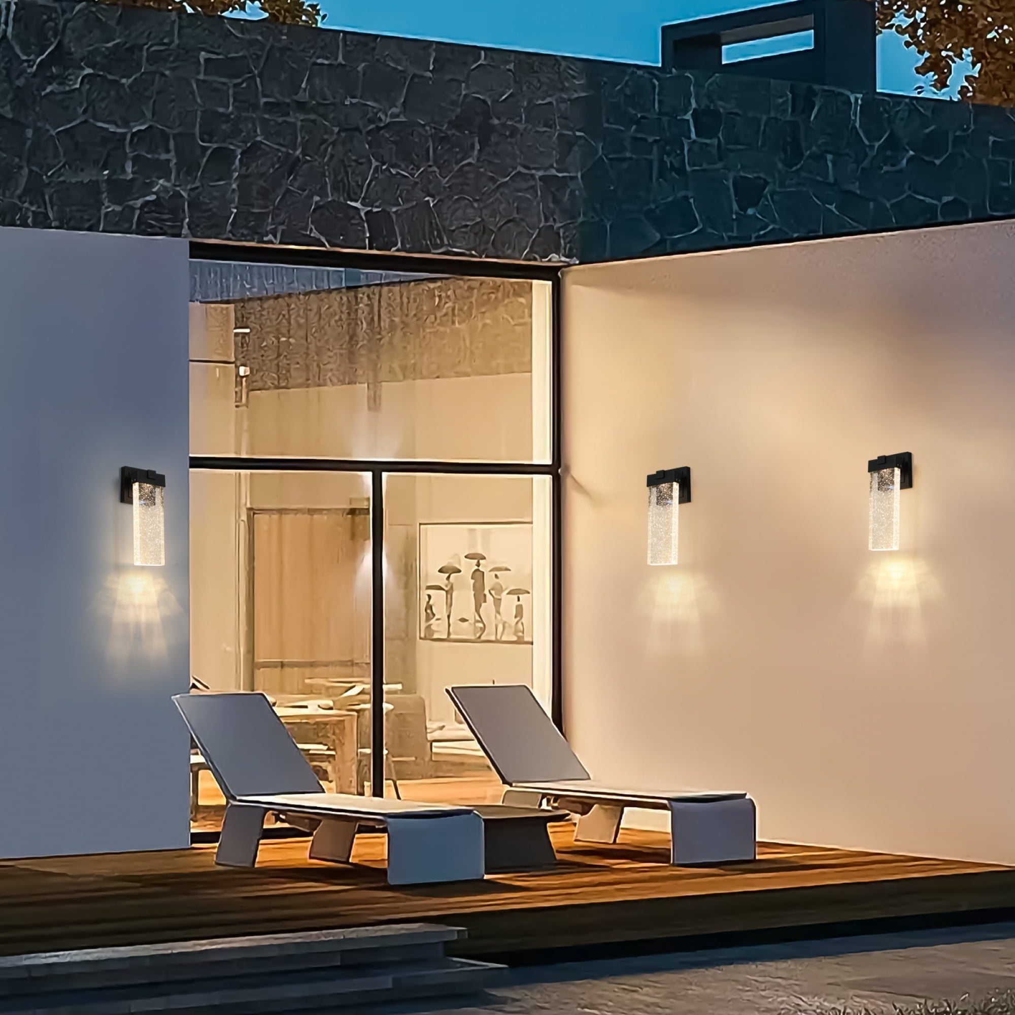 Jopath Outdoor Waterproof Transparent LED Crystal Wall Sconce Supports Multiple Types of Light Bulbs,for Porch, Patio, and Garden(2 pack)
