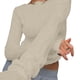 thumbnail image 2 of Gibobby Blusas Elegantes Camiseta corta ajustada Sexy para mujer, camisetas ajustadas de manga larga con cuello redondo, camiseta recortada de punto superior, blusa Retro, ropa de calle（Blanco， M), 2 of 5