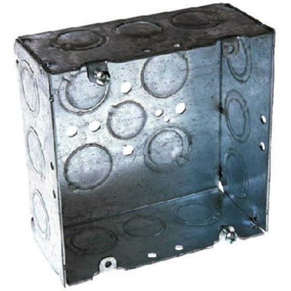 Hubbell-Raco 8257 2-1/8-Inch Deep, 1/2-Inch and 3/4-Inch Side Knockouts Welded 4-11/16-Inch Square Box