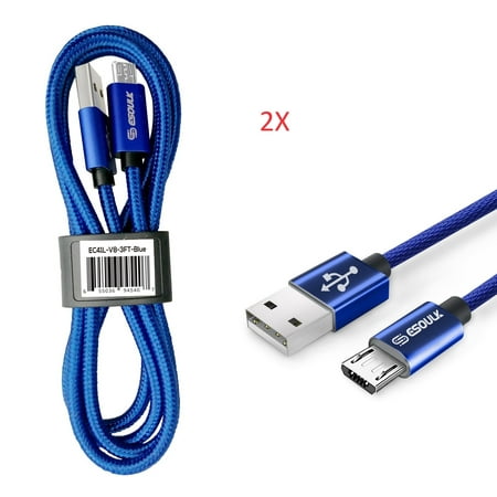 Compatible for Cloud Mobile Stratus C5 Elite 2X 3FT Blue Braided Fast USB Charging Cable Type A to Micro USB