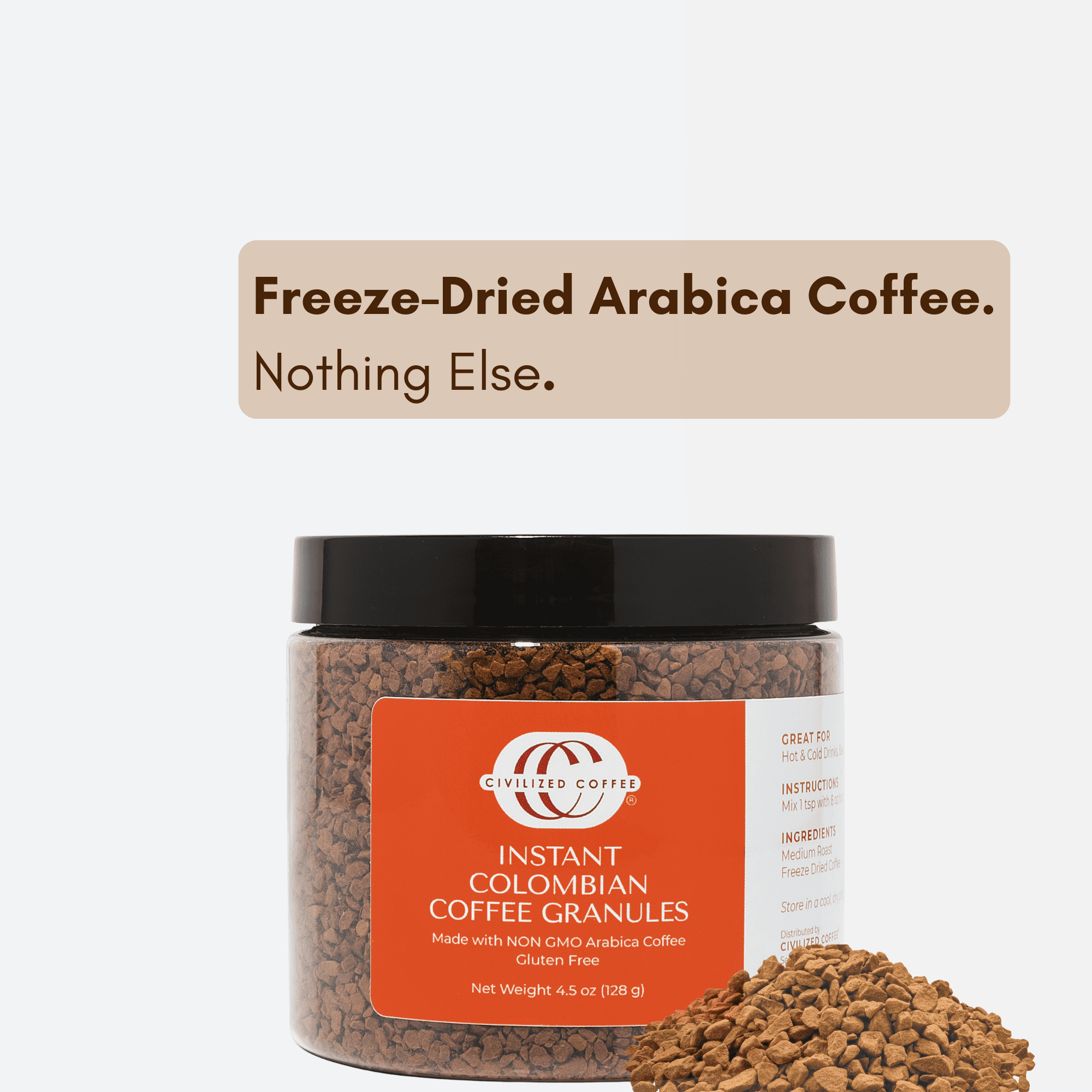 Civilized Coffee Instant Coffee Granules, Colombian Coffee Classic