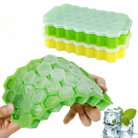 

NIUREDLTD Stackable Ice Cube Tray Set With Lid For Freezer Ice Lattice Silica Gel Ice Box Ice Cube With Cover Household Ice Maker Refrigerator Quick Freezer Honeycomb Ice Lattice