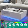 thumbnail image 4 of Hommpa LED  Coffee Tables High Gloss White Coffee Table with 2 Drawers LED Sofa Side End Tea Table Modern Cocktail Tables with Storage, 4 of 12