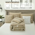 thumbnail image 4 of Lanco 7 Piece Taupe Comforter Set, King Size Chain Stiching Embroidery Bedding, All Season Floral Leaves Bedding Set, Bed Skirt, Pillows & Shams, 4 of 7