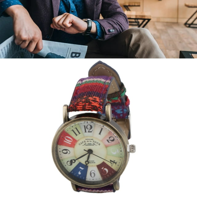 Estilo Bohemio Multi Color Reloj De Latón PU Botón De Cuero Batería Fiesta De Cumpleaños De La Batería