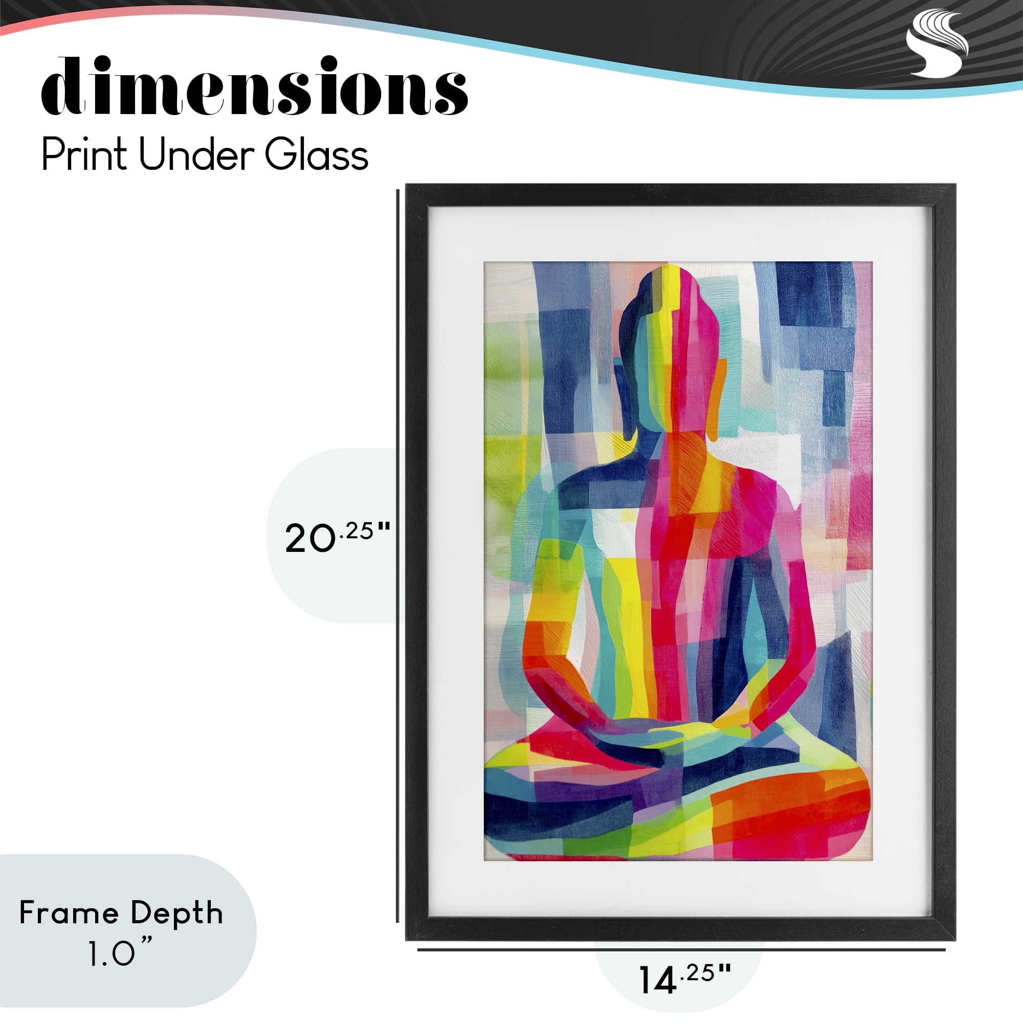 Stupell Industries Geometric Buddha In Spectrum Black Framed Print Under Glass, design by Chromatic Storm Studio