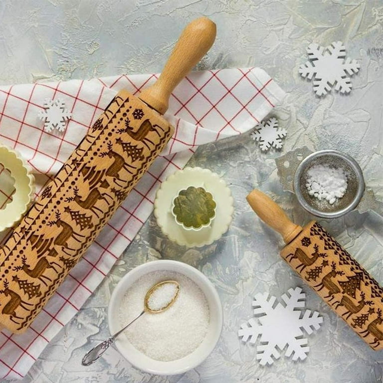 Trees & deer embossing rolling pin sale
