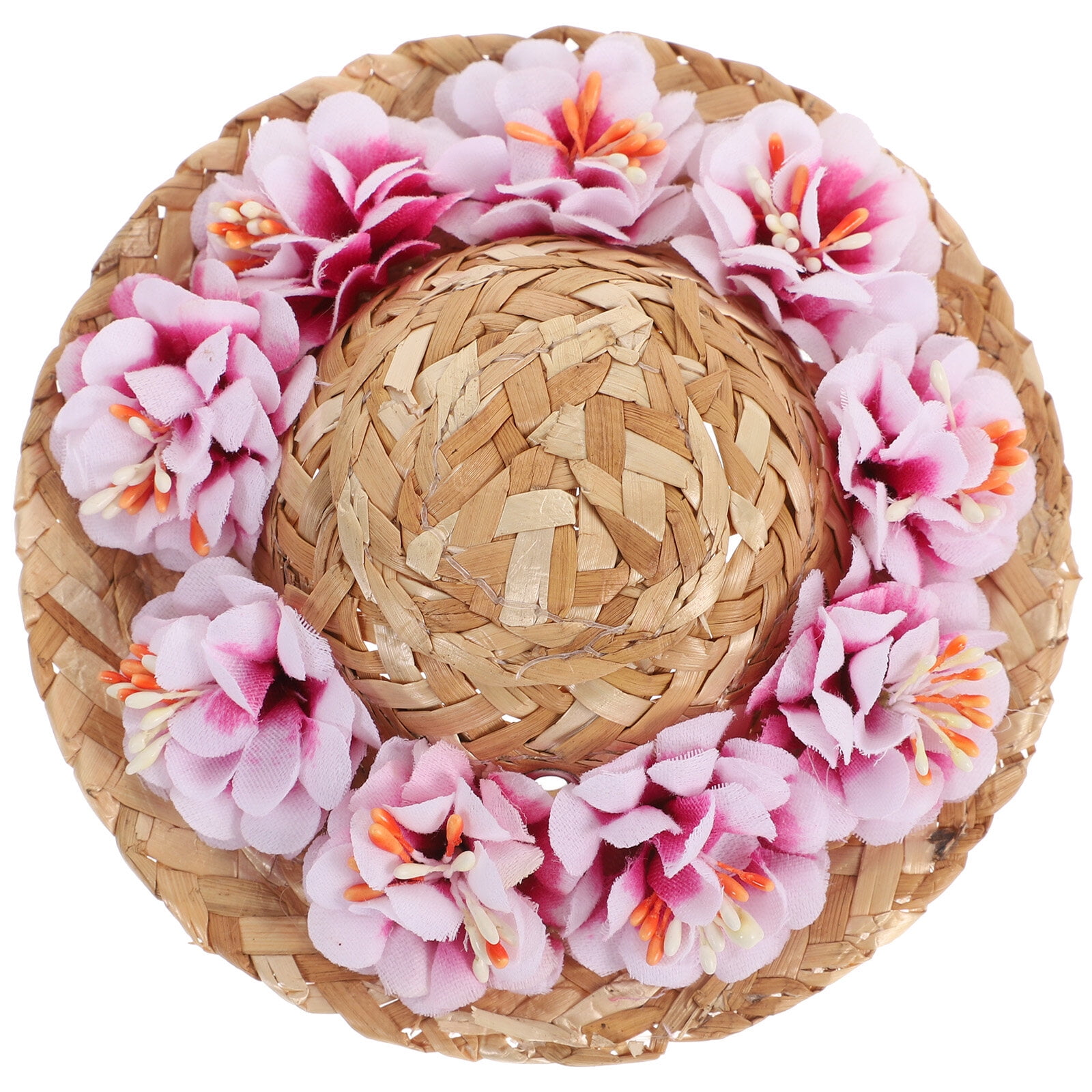 FRCOLOR Pet Flower Straw Hat Dog Spring Summer Sunhat Woven Straw Hat ...