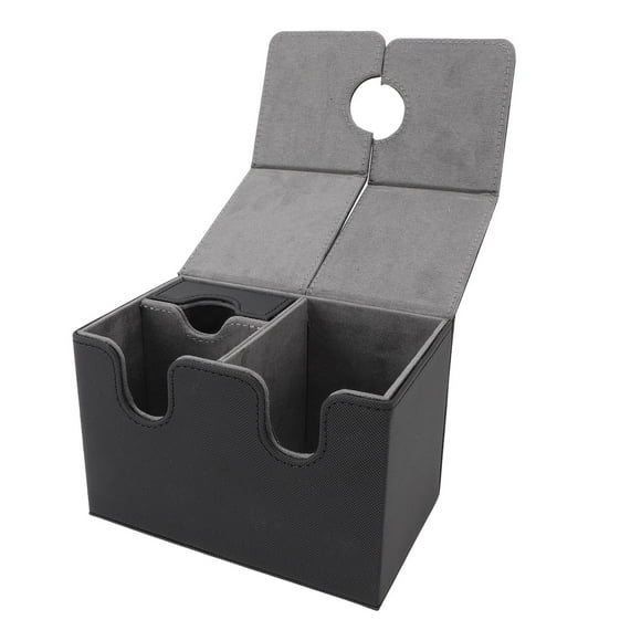 Sturdy PU Leather Card Deck Box with Detachable Tray, Holds 200+ Double Sleeved Cards, Compatible with CCG and Sports Cards, Magnetic Closure