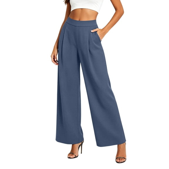 Gytharion Women's Plus Size Straight-leg Casual Dress Pants Loose Elastic High Waist Suit Trousers Solid Color Work Business Trousers