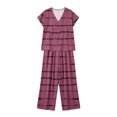 thumbnail image 6 of Women's Striped Print V Neck Short Sleeve Top Dual Pocket Wide Leg Pants 2 Piece Outfit, Loose Summer Casual Matching Set Purple L(L), 6 of 6