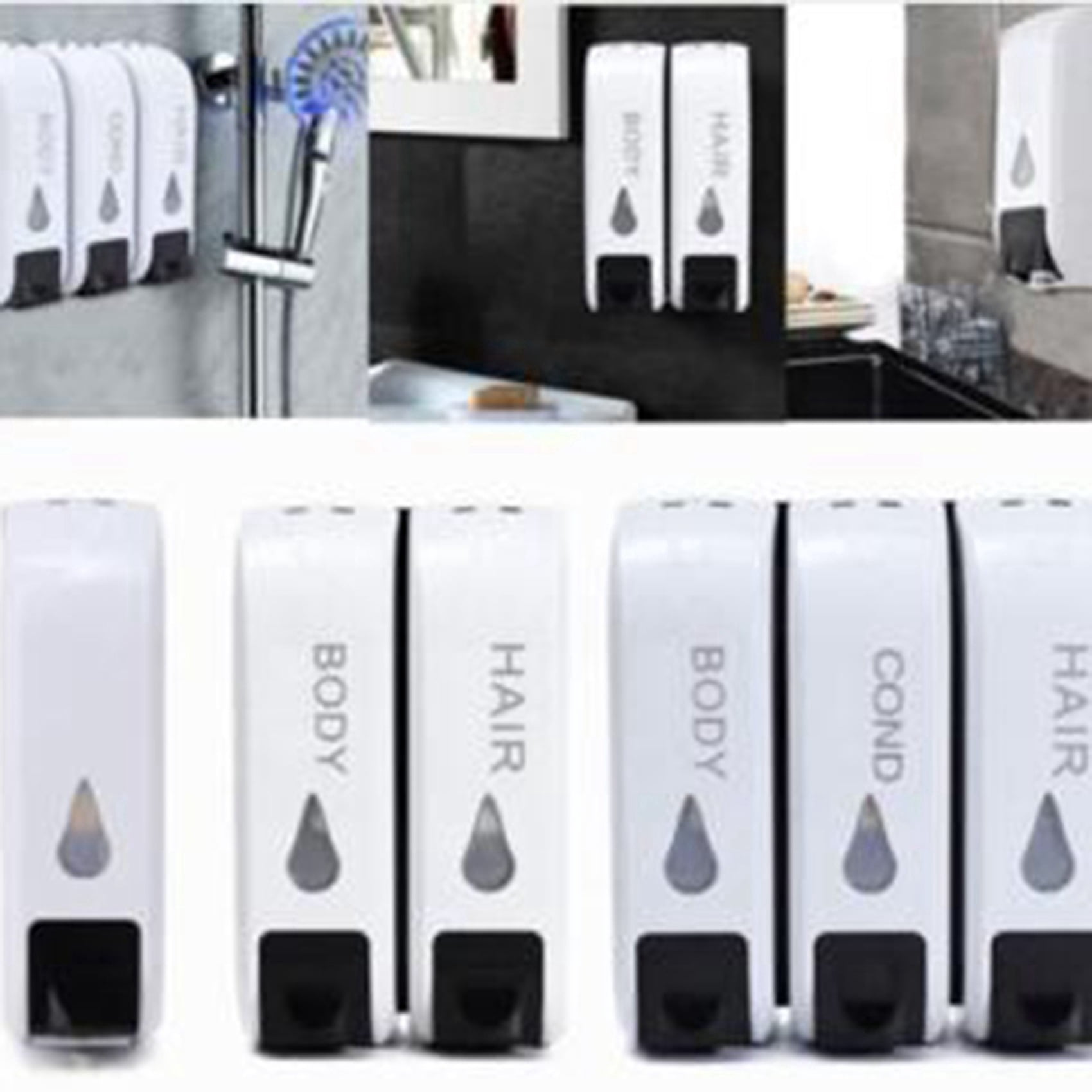 2X Triple Shower Soap Dispenser Wall Mounted Liquid Soap Shampoo Dispenser Washing Lotion for Bathroom
