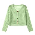 thumbnail image 5 of AHTJRT Women's Beach Cover Up Cardigans Crochet Knit Long Sleeve Button Down Crop Sweater Hollow Out Trendy 2026 Summer Spring Vacation Tops Green Free Size, 5 of 8