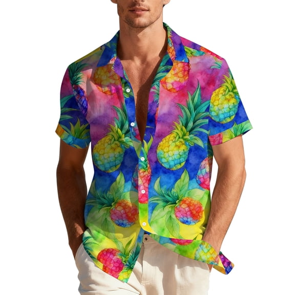 OGLCCG Men's Hawaiian Shirts Short Sleeve Button Down Casual Shirts Summer Floral Printed Tropical Casual Aloha Beach Shirts,XXL,B