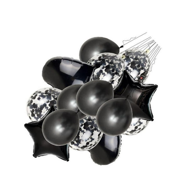 Billuyoard 14 unidades/juego de globos de confeti, globos para fiesta de feliz cumpleaños, globos de helio de oro rosa, suministros para fiesta de Baby Kits de decoración para fiestas negro