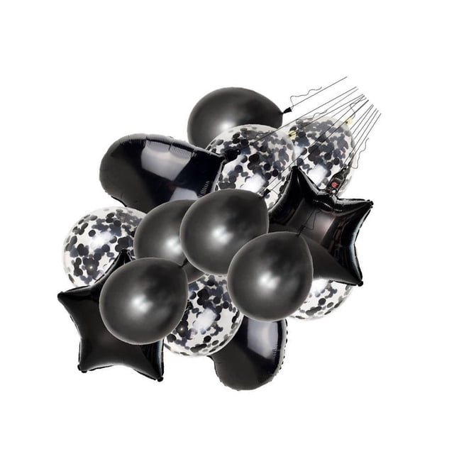 Billuyoard 14 unidades/juego de globos de confeti, globos para fiesta de feliz cumpleaños, globos de helio de oro rosa, suministros para fiesta de Baby Kits de decoración para fiestas negro