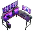 thumbnail image 5 of Bestier L Shape Gaming Computer Desk with LED lights Monitor Stand & Hook, Carbon Fiber Black, 5 of 5