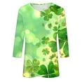 thumbnail image 5 of St Patricks Day Top Women, 3/4 Sleeve T Shirts for Women, Round Neck Blouses Tee Shirts Ladies' Casual Loose St. Patrick's Day Printed Blouse Crewneck Three Quarter Sleeves T-Shirt Top, 5 of 5