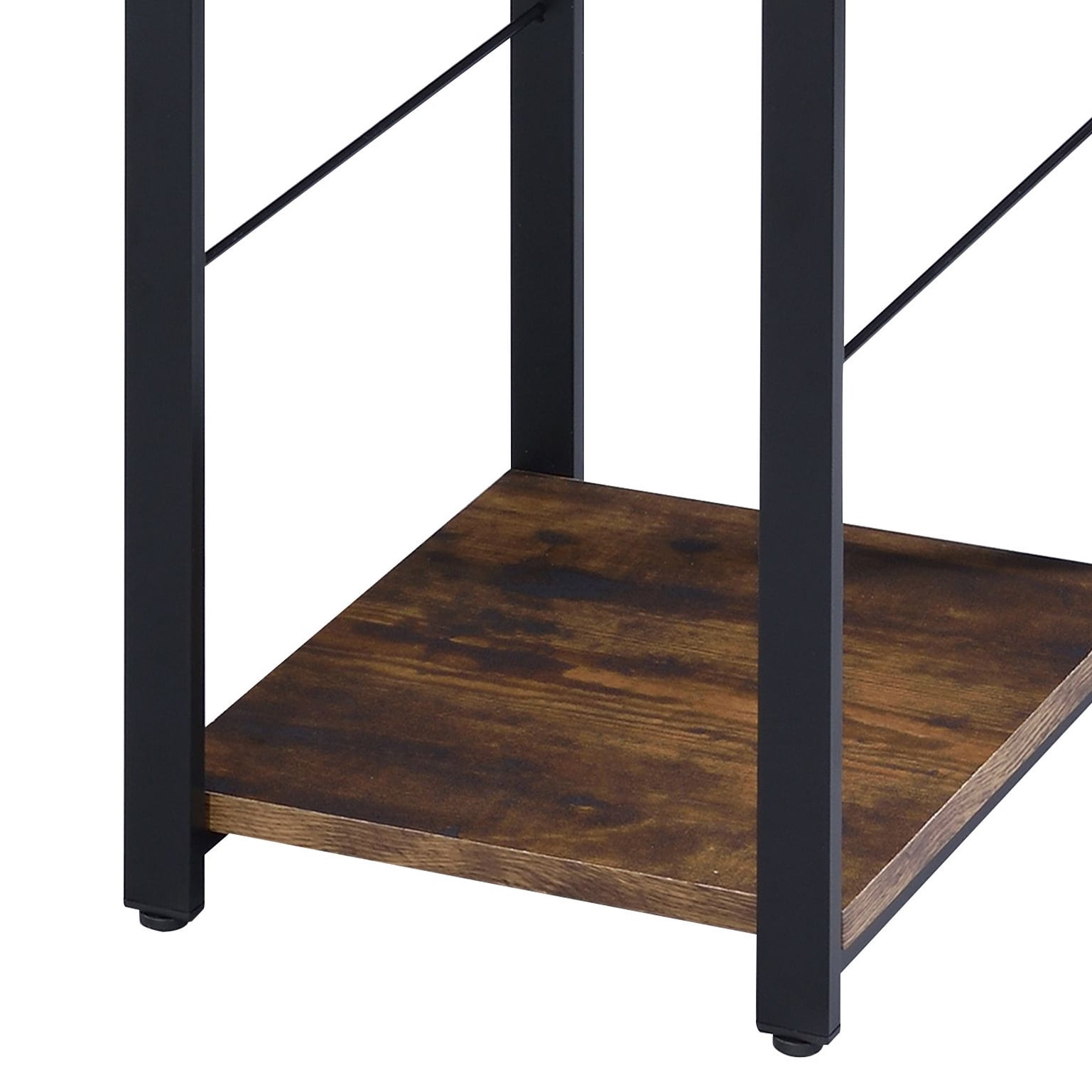 Astoutdoor Weathered Oak and Black 2-Shelf Rectangular Writing Desk
