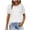 White, variant on Women’S Swiss Dot Lace Puff Short Sleeve T-Shirt, Round Neck Pleated Front Casual Top, Soft Polyester Summer Daily Wear Blouse, 1 Piece, Sizes S Through XXL