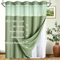 thumbnail image 2 of Vorfor Hookless Shower Curtain with Snap in Liner, Waffle Weave Waterproof Fabric Mesh Mildew Resistant Window Bathroom Curtain, 71" X 75", Green, 2 of 11