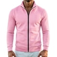 thumbnail image 6 of XRoczxe Men's Full Zip Up Track Jacket, Stand Collar Solid Color Sweatshirt, Casual Long Sleeve Lightweight Coat with Pockets for Spring Fall Daily Wear, 6 of 7