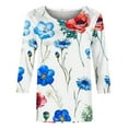 thumbnail image 4 of AOOCHASLIY Women New Tops Three-quarter Flared Sleeve V-neck Floral Printing Shirt, 4 of 5