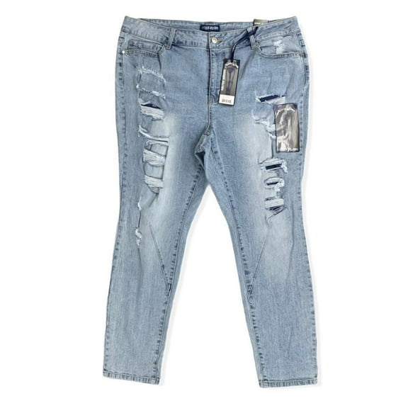 Women's High Waist Stretch Destroyed Ankle Skinny Leg Jeans