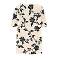 thumbnail image 4 of Uaswgudfs Plus Size Women's Short Sleeve Blouse with Relaxed Fit & Floral V-Neck for Casual SummerKhaki-A2XL, 4 of 5