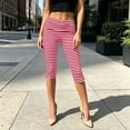thumbnail image 3 of LIaqionyy Women Capri Pants Low Rise Lightweight Cropped Leggings Knee Length Striped Yoga Pant Workout Bottom, 3 of 7