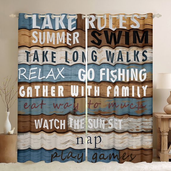 Homewish Brown Lodge Cabin Curtains Pack of 2 (42x84 Each), Enjoy Farm Life Curtains Blackout, Teens Kids Adult Men Bedroom Curtains, Living Room Curtains Decor