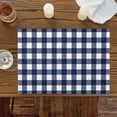 thumbnail image 2 of Navy Blue Check Placemats for Dinning Table Set of 6, Farmhouse Buffalo Plaid Blue Burlap Kitchen Place Mats Waterproof Cloth Table Mats, Indoor Outdoor Placemats Easy Clean Dinner Decor, 2 of 8