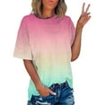 thumbnail image 2 of Dezsed Tie Dye T Shirts for Women Plus Size Summer Funny Print Short Sleeve Tops Round Neck Casual Blouse Pink XL, 2 of 7