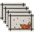 thumbnail image 1 of Set de 4 Sets de Table Citrouilles Champignons Feuilles pour Table à Manger, 12 x 18 Pouces Automne Récolte Vacances Rustique Vintage Lavable, 1 of 7
