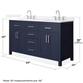 thumbnail image 4 of Beckett 60" Dark Blue Double Vanity & White Quartz Top (3-Hole) & Nickel Trim, 4 of 5