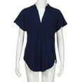 thumbnail image 4 of Hauts d'Été pour Femmes Manches Courtes Femmes Dames Été Chiffon Manches Courtes Chemise Décontractée Hauts Blouse T-Shirt, 4 of 8