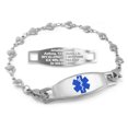 thumbnail image 1 of MedicEngraved Stainless Steel Custom Medical Alert Bracelet - 5mm Heart Link, 1 of 7