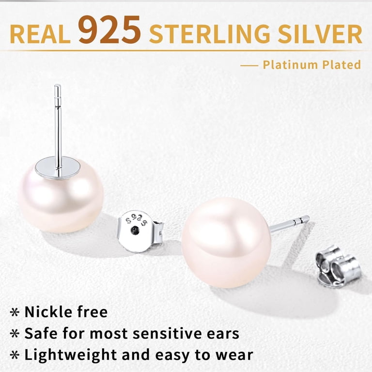 ChicSilver 925 Sterling Silver Freshwater Pearl Stud Earrings photo 6