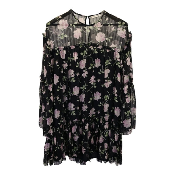 Pre-Owned Ulla Johnson Dahlia Floral Mini Dress in Black Silk